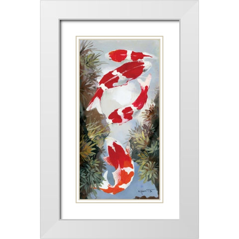 Koi 4 White Modern Wood Framed Art Print with Double Matting by Haenraets, Willem