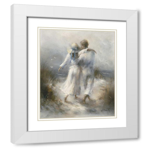 Romantic White Modern Wood Framed Art Print with Double Matting by Haenraets, Willem