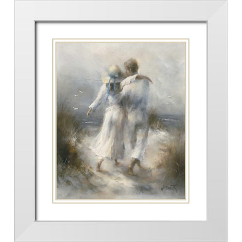 Romantic White Modern Wood Framed Art Print with Double Matting by Haenraets, Willem