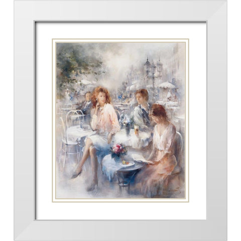 Terrace White Modern Wood Framed Art Print with Double Matting by Haenraets, Willem