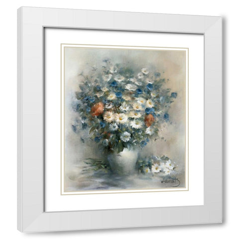 Flower bouquet White Modern Wood Framed Art Print with Double Matting by Haenraets, Willem