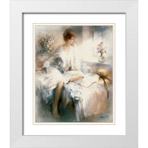 Meditation White Modern Wood Framed Art Print with Double Matting by Haenraets, Willem