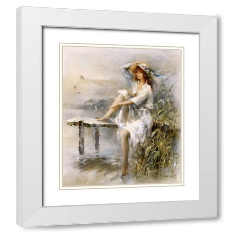 Waterside White Modern Wood Framed Art Print with Double Matting by Haenraets, Willem