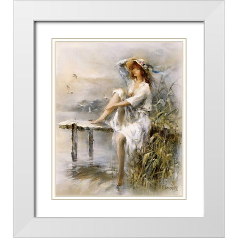 Waterside White Modern Wood Framed Art Print with Double Matting by Haenraets, Willem