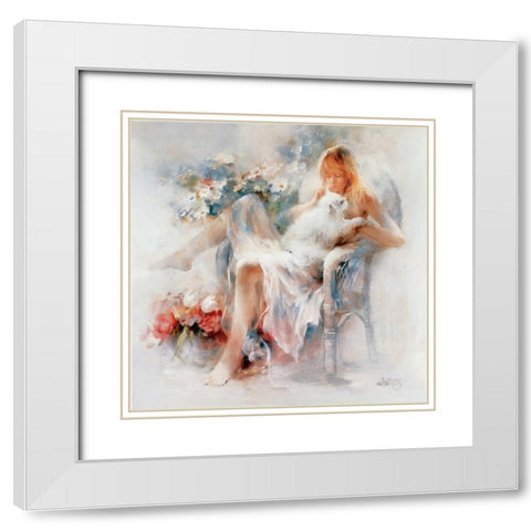 Young girl White Modern Wood Framed Art Print with Double Matting by Haenraets, Willem