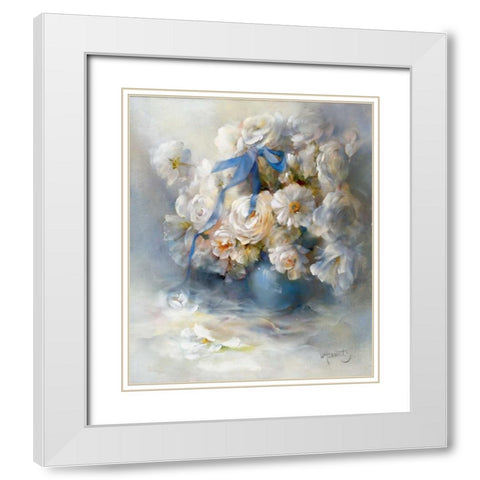 Ranunculus White Modern Wood Framed Art Print with Double Matting by Haenraets, Willem