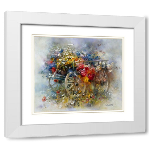 Flower barrow White Modern Wood Framed Art Print with Double Matting by Haenraets, Willem