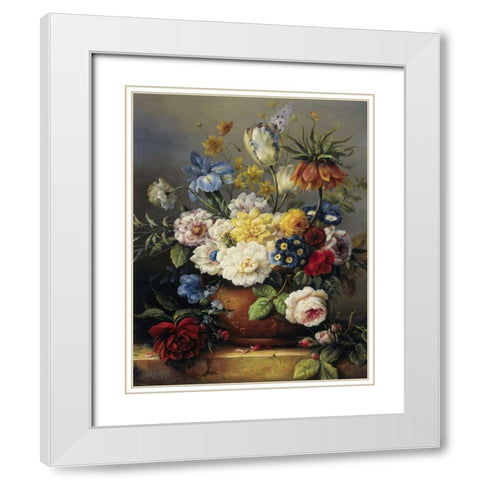 Flower arrangement White Modern Wood Framed Art Print with Double Matting by Roelofs, Wouter