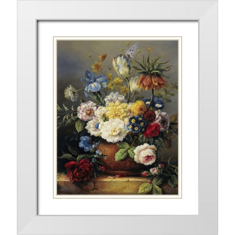 Flower arrangement White Modern Wood Framed Art Print with Double Matting by Roelofs, Wouter