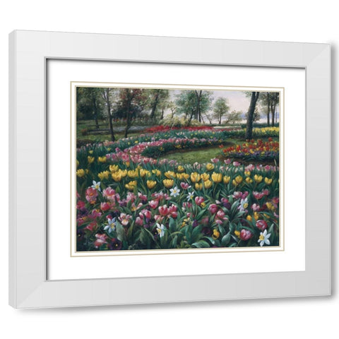 Flowerbed White Modern Wood Framed Art Print with Double Matting by Roelofs, Wouter