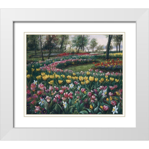 Flowerbed White Modern Wood Framed Art Print with Double Matting by Roelofs, Wouter