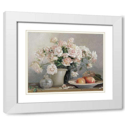 Roses in vase White Modern Wood Framed Art Print with Double Matting by Roelofs, Wouter