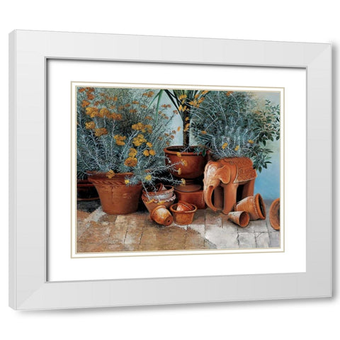Terra cotta White Modern Wood Framed Art Print with Double Matting by Roelofs, Wouter
