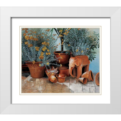 Terra cotta White Modern Wood Framed Art Print with Double Matting by Roelofs, Wouter