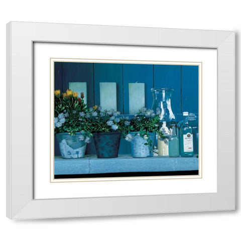 Blue White Modern Wood Framed Art Print with Double Matting by Roelofs, Wouter