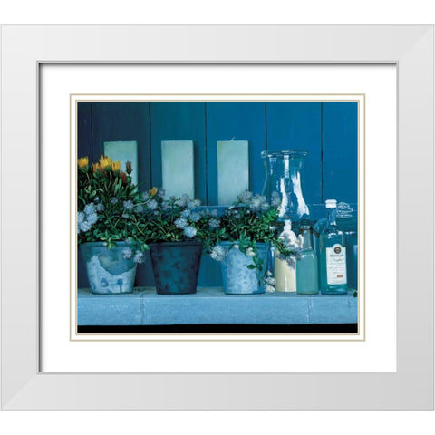 Blue White Modern Wood Framed Art Print with Double Matting by Roelofs, Wouter