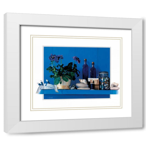 Rhapsody in blue White Modern Wood Framed Art Print with Double Matting by Roelofs, Wouter