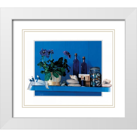 Rhapsody in blue White Modern Wood Framed Art Print with Double Matting by Roelofs, Wouter