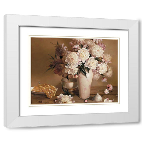 Summer roses White Modern Wood Framed Art Print with Double Matting by Roelofs, Wouter