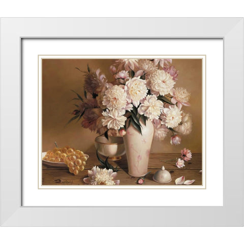Summer roses White Modern Wood Framed Art Print with Double Matting by Roelofs, Wouter