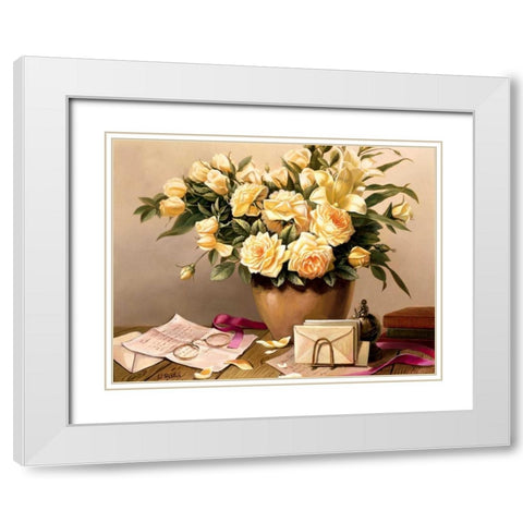 Summer notes White Modern Wood Framed Art Print with Double Matting by Roelofs, Wouter