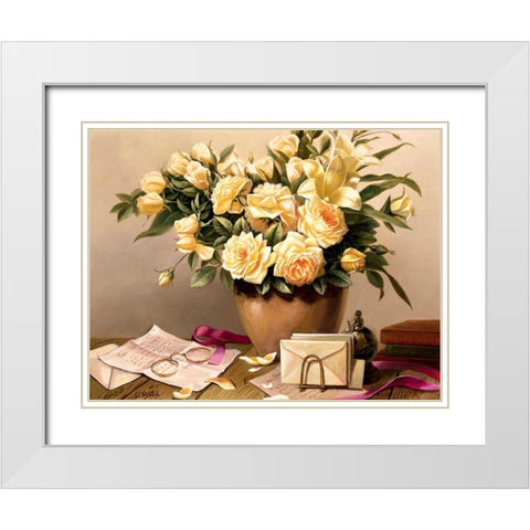 Summer notes White Modern Wood Framed Art Print with Double Matting by Roelofs, Wouter