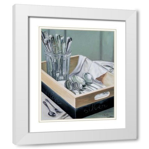 Silverware I White Modern Wood Framed Art Print with Double Matting by Roelofs, Wouter