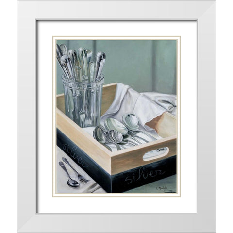 Silverware I White Modern Wood Framed Art Print with Double Matting by Roelofs, Wouter