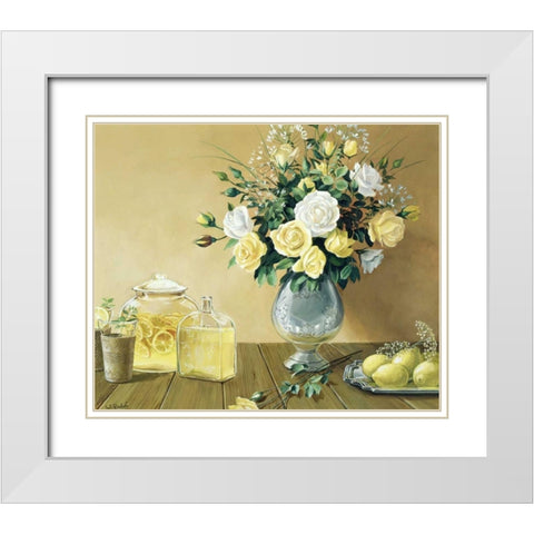 Lemon tea White Modern Wood Framed Art Print with Double Matting by Roelofs, Wouter