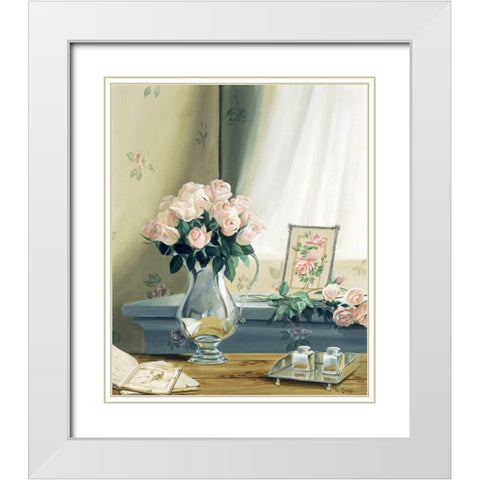 Afternoon secrets White Modern Wood Framed Art Print with Double Matting by Roelofs, Wouter