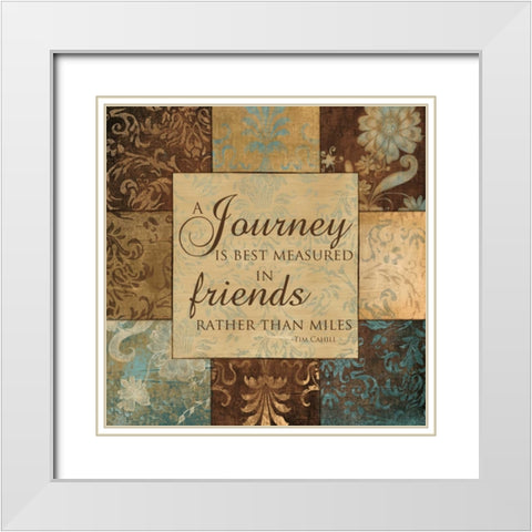 JOURNEY IS BEST MEASURED White Modern Wood Framed Art Print with Double Matting by Artique Studio