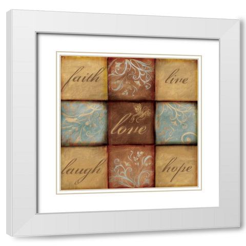 WORDS OF INSPIRATION LOVE White Modern Wood Framed Art Print with Double Matting by Artique Studio