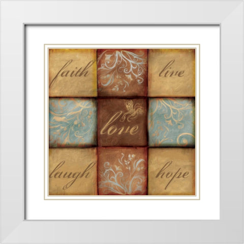 WORDS OF INSPIRATION LOVE White Modern Wood Framed Art Print with Double Matting by Artique Studio