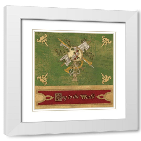 JOY TO THE WORLD White Modern Wood Framed Art Print with Double Matting by Artique Studio