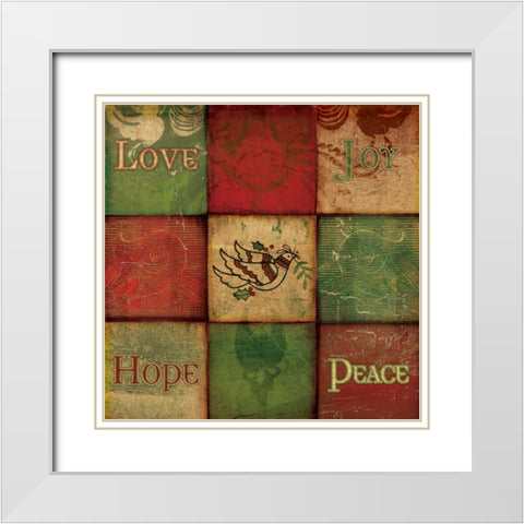 HOLIDAY JOY White Modern Wood Framed Art Print with Double Matting by Artique Studio