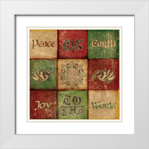 PEACE ON EARTH White Modern Wood Framed Art Print with Double Matting by Artique Studio