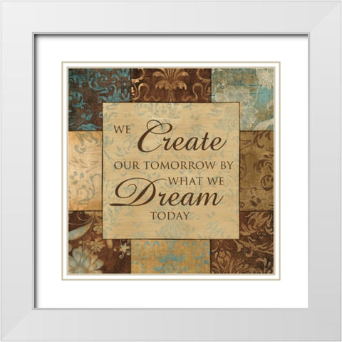 WHAT WE DREAM TODAY White Modern Wood Framed Art Print with Double Matting by Artique Studio
