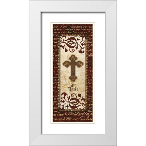 GIVE THANKS PANEL White Modern Wood Framed Art Print with Double Matting by Artique Studio