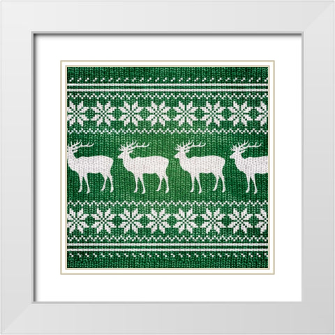 GREEN NORDIC SWEATER I White Modern Wood Framed Art Print with Double Matting by Artique Studio