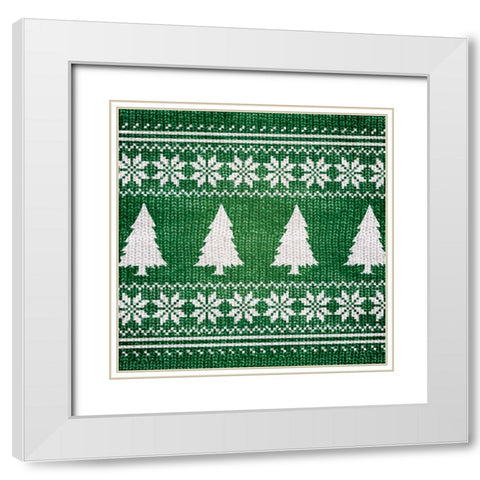 GREEN NORDIC SWEATER II White Modern Wood Framed Art Print with Double Matting by Artique Studio