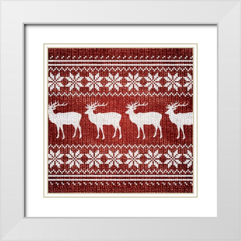 RED NORDIC SWEATER I White Modern Wood Framed Art Print with Double Matting by Artique Studio