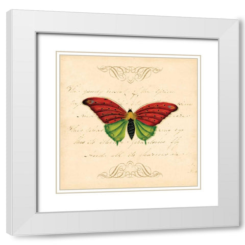 RED BUTTERFLY White Modern Wood Framed Art Print with Double Matting by Artique Studio