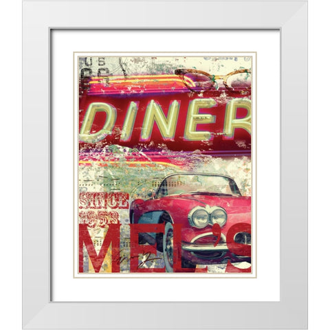 MELS DINER White Modern Wood Framed Art Print with Double Matting by Yang, Eric