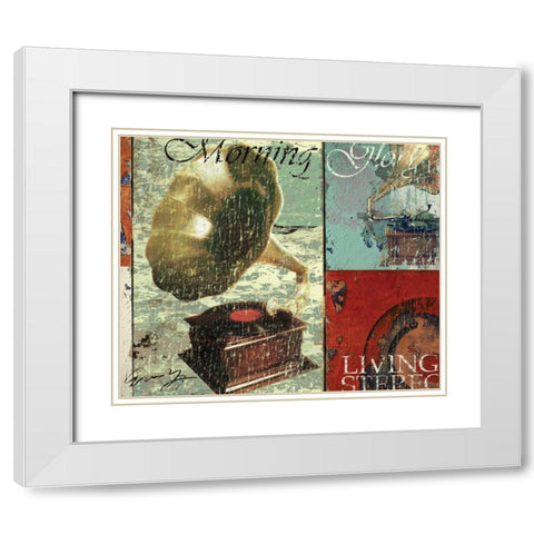 LIVING STEREO White Modern Wood Framed Art Print with Double Matting by Yang, Eric