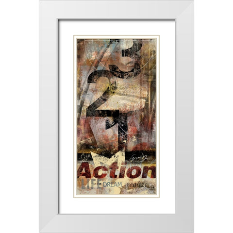 ACTION White Modern Wood Framed Art Print with Double Matting by Yang, Eric