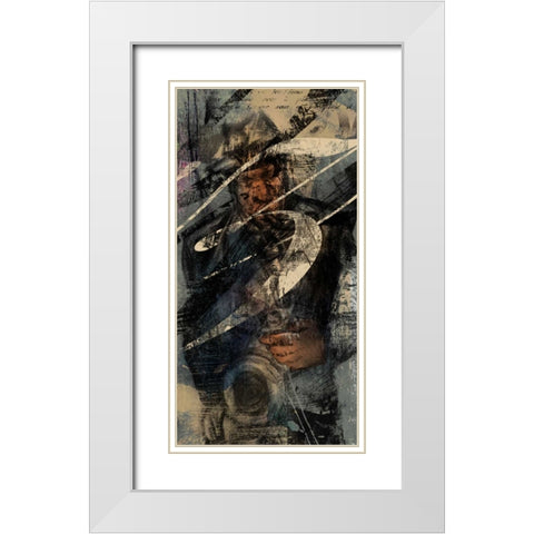 JAZZ PANEL 4 White Modern Wood Framed Art Print with Double Matting by Yang, Eric
