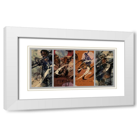 JAZZ - 4 panel White Modern Wood Framed Art Print with Double Matting by Yang, Eric