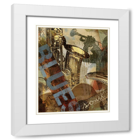 THE BLUES White Modern Wood Framed Art Print with Double Matting by Yang, Eric