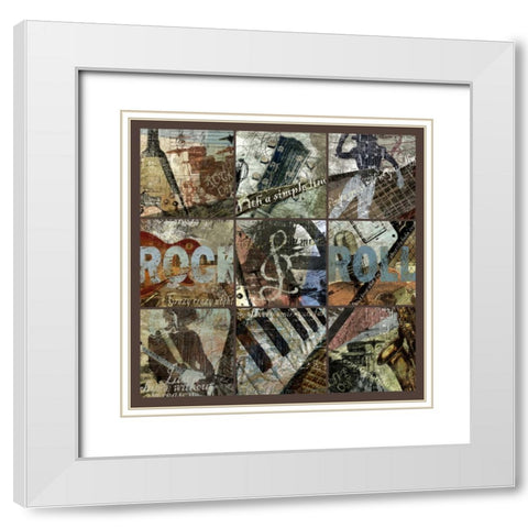 ROCK and ROLL 9-PATCH- with grid White Modern Wood Framed Art Print with Double Matting by Yang, Eric