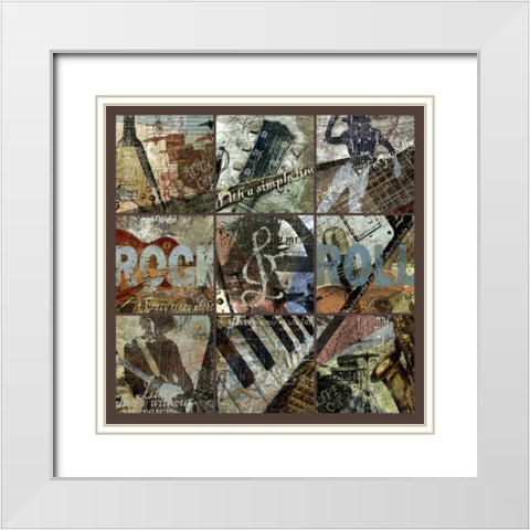 ROCK and ROLL 9-PATCH- with grid White Modern Wood Framed Art Print with Double Matting by Yang, Eric